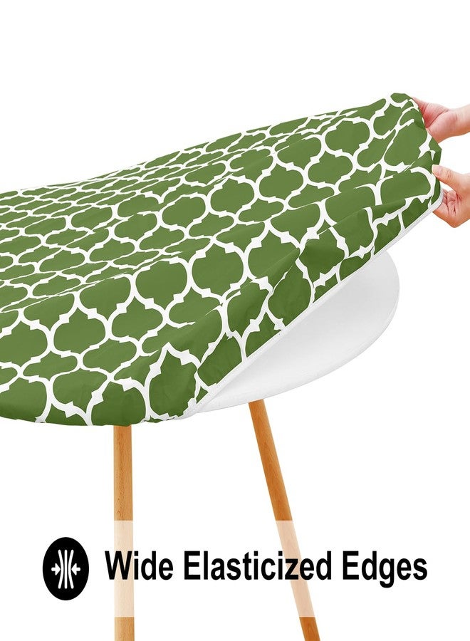 smiry مفرش طاولة سميري دائري للنزهات، أغطية طاولات مرنة مقاومة للماء تناسب الطاولات بمقاس 36-44 بوصة، مفارش طاولات من الفينيل قابلة للمسح بظهر من الفلانيل للتخييم، للاستخدام الداخلي والخارجي، باللونين الأخضر والأبيض - Image 3