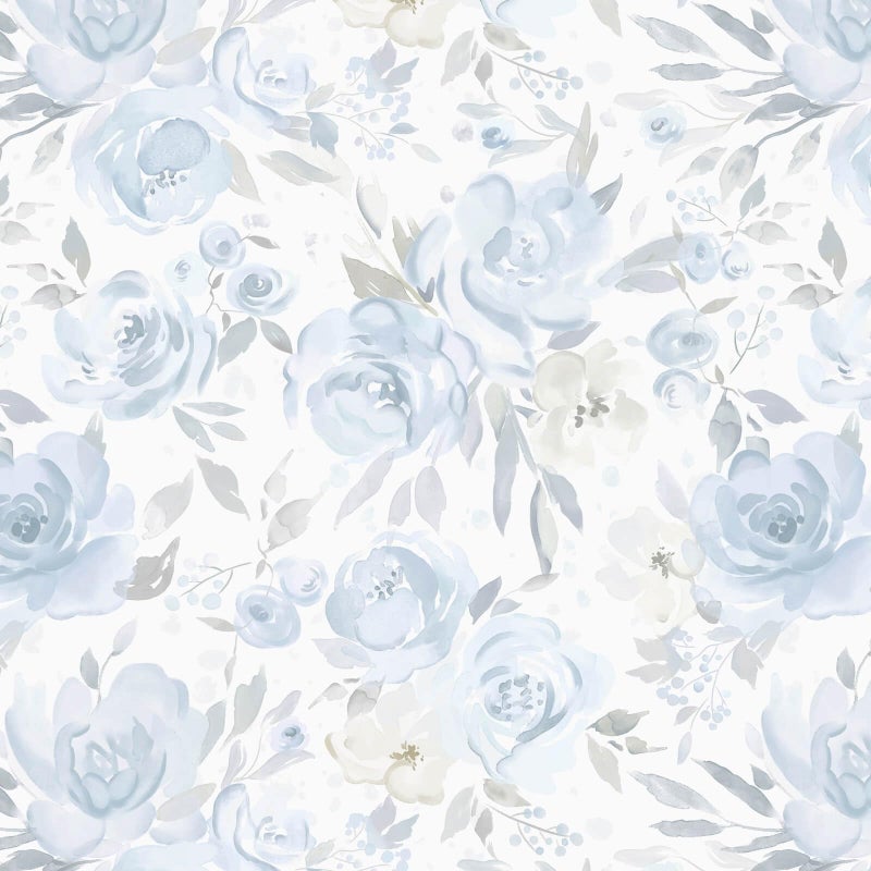 Ismoon Floral Peel and Stick Wallpaper Boho Blue and White Contact Paper Watercolor Stick on Wall Paper Removable Self Adhesive Vinyl Wallpaper for Bedroom Accent Wall Cabinet Decor 17.3x78.7in - Image 1