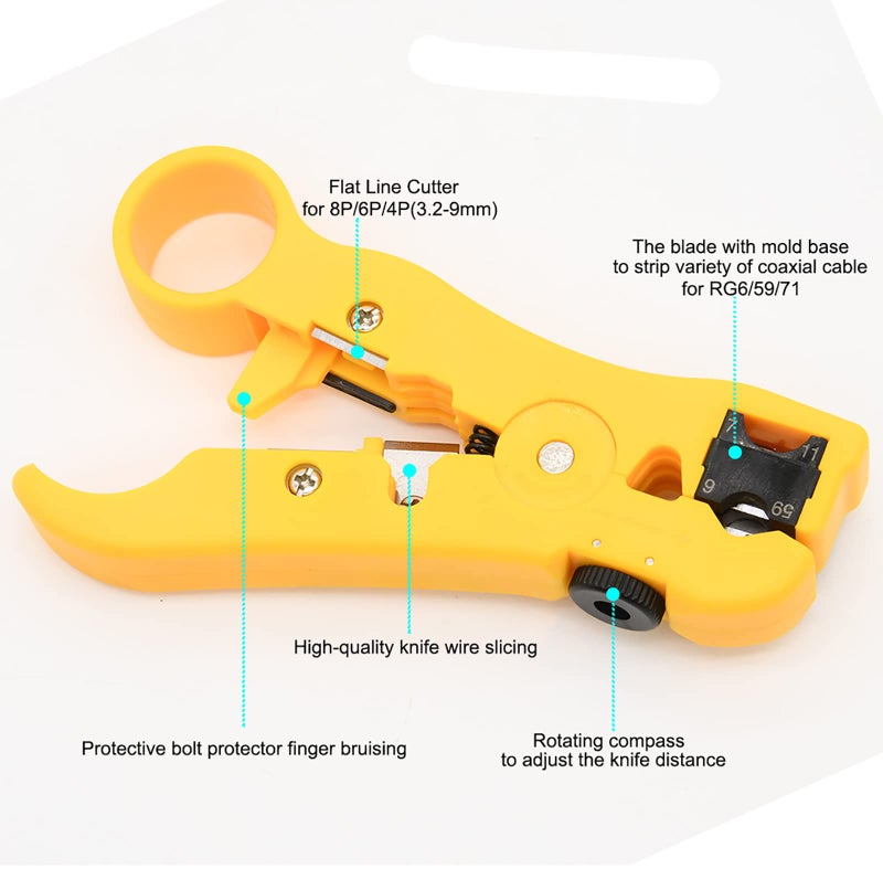 KAKO Adjustable RG6 RG11 Coax Cable Crimper Kit - RG6 & RG11 Compression Tool, Stripper - Image 3
