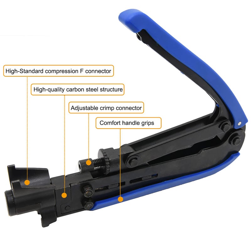 KAKO Adjustable RG6 RG11 Coax Cable Crimper Kit - RG6 & RG11 Compression Tool, Stripper - Image 2