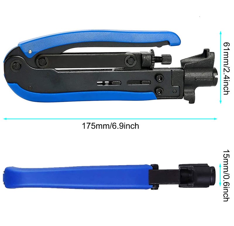 KAKO Adjustable RG6 RG11 Coax Cable Crimper Kit - RG6 & RG11 Compression Tool, Stripper - Image 4
