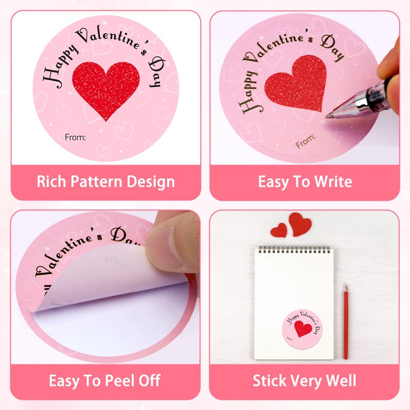 Anwyll Valentines Day Gift Stickers - Happy Valentine's Day Name Stickers 60Pcs 2Inch Valentines from Sticker Self Adhesive Happy Valentine's Heart Sticker for Envelope Seal Card Gift Party Decoration - Image 3
