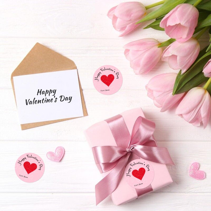 Anwyll Valentines Day Gift Stickers - Happy Valentine's Day Name Stickers 60Pcs 2Inch Valentines from Sticker Self Adhesive Happy Valentine's Heart Sticker for Envelope Seal Card Gift Party Decoration - Image 4