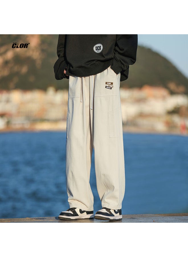 Clor American-style Cargo Pants For Men, Spring And Summer Trendy Printed Sweatpants, Casual Loose Straight-leg Trousers Gl02 Khaki 2XL - Image 1