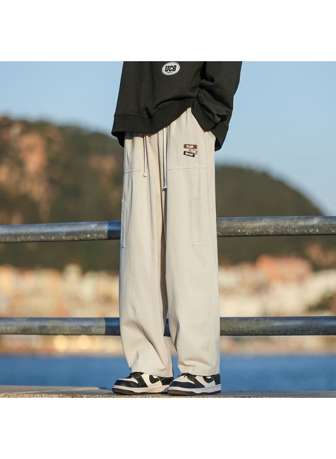Clor American-style Cargo Pants For Men, Spring And Summer Trendy Printed Sweatpants, Casual Loose Straight-leg Trousers Gl02 Khaki 2XL - Image 3