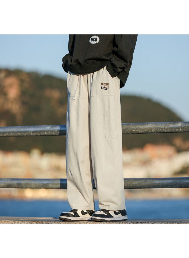 Clor American-style Cargo Pants For Men, Spring And Summer Trendy Printed Sweatpants, Casual Loose Straight-leg Trousers Gl02 Khaki 2XL - Image 2