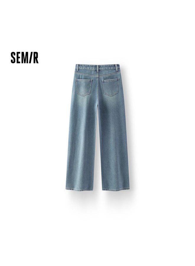 Semir Women's Denim Wide-leg Pants With Brushed Fabric, Hong Kong Style, Winter , Leg-lengthening Floor-length Trousers, Trendy, 109725124002 - Image 1