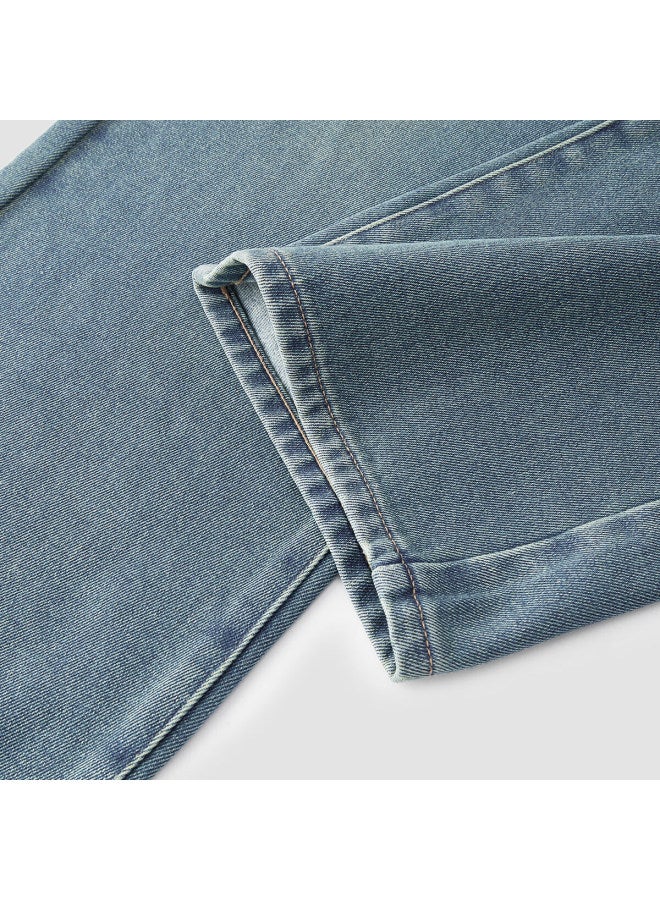 Semir Women's Denim Wide-leg Pants With Brushed Fabric, Hong Kong Style, Winter , Leg-lengthening Floor-length Trousers, Trendy, 109725124002 - Image 2