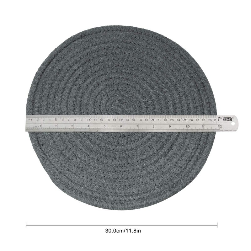 FUNLAVIE 2 PCS Hot Pads Trivits for Table Pure Cotton Thread Weave Round Hot Pot Holders for Cooking Diameter 11.8 Inches - Image 2