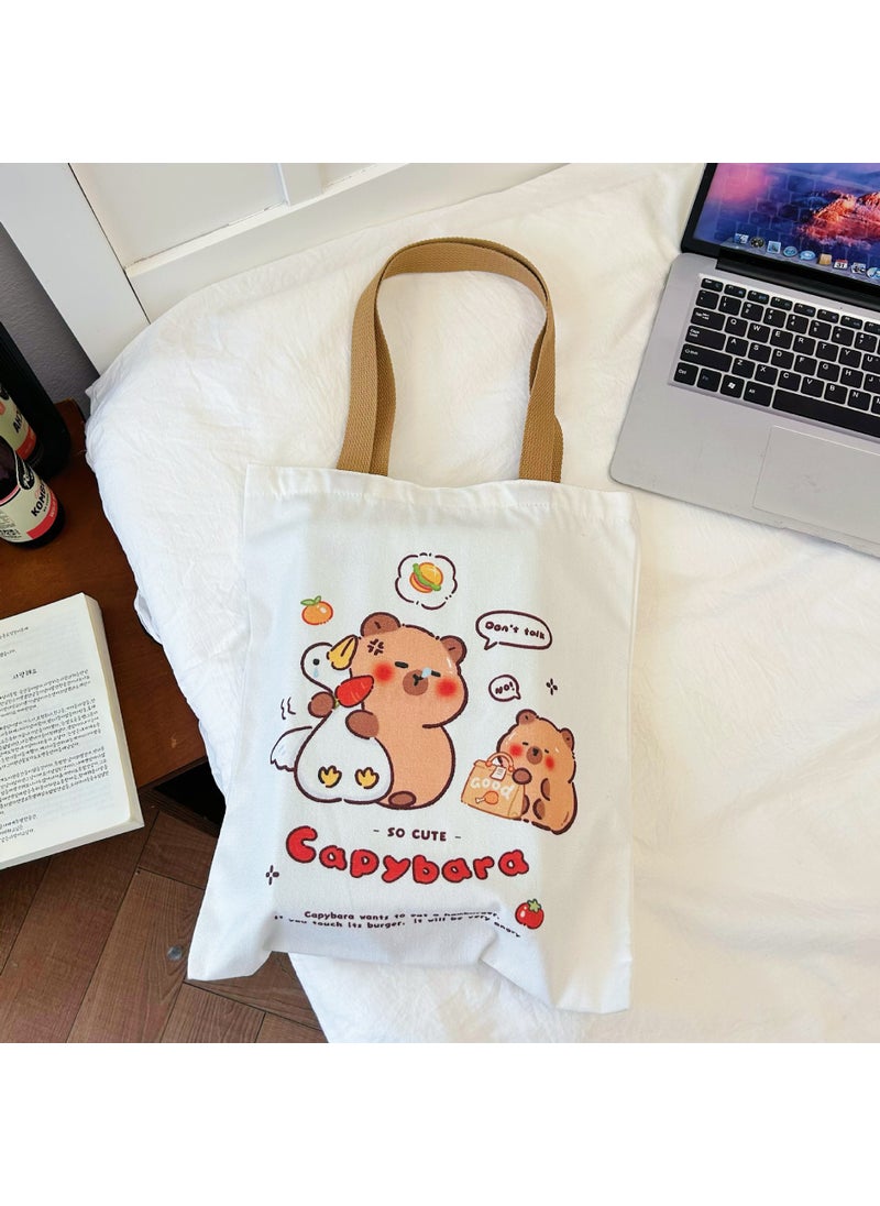 Generic Capibara Motivational Canvas Bag for Students White duck and duck capybara 