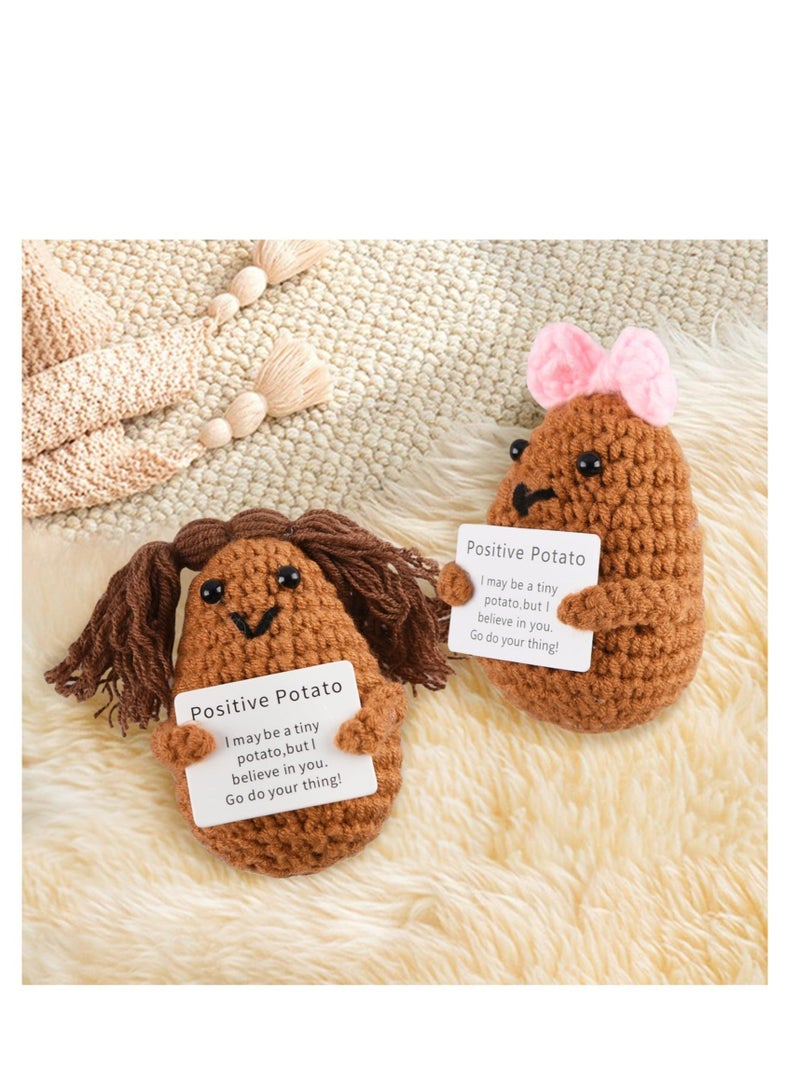 كابتن تيك Handmade Positive Potato Toys, 2 Pcs Cute Mini Funny Positive Potato Knitted Plush Crochet Doll, Wool Positive Potato Crochet Doll, Gifts for Best Friends Lovers Birthday Gifts - Image 3