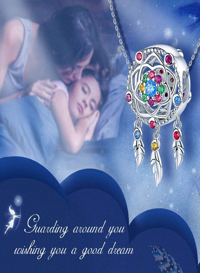 FOREVER QUEEN Dream Catcher Charm fit Charms Bracelet 925 Sterling Silver Feathers Tassel Bead Charm with Colorful Stones Pendant for European Bracelets Necklace - Image 5