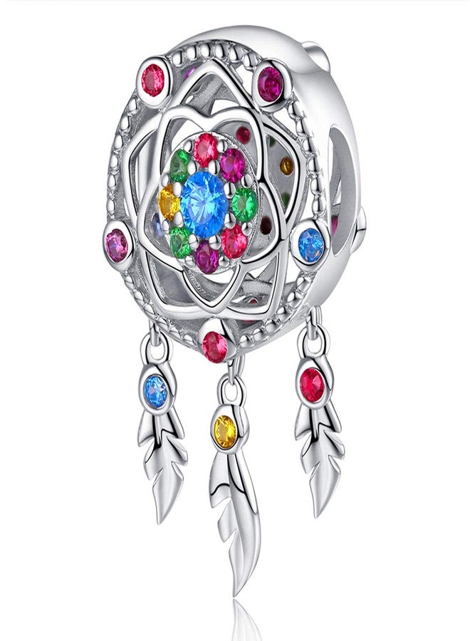 FOREVER QUEEN Dream Catcher Charm fit Charms Bracelet 925 Sterling Silver Feathers Tassel Bead Charm with Colorful Stones Pendant for European Bracelets Necklace - Image 1