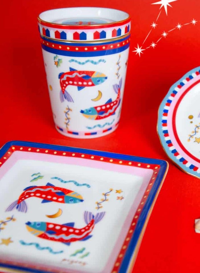 Baci milano Porcelain Cup with Lid/Saucer – Pisces (Ø 9 cm, H 12 cm) - Image 3