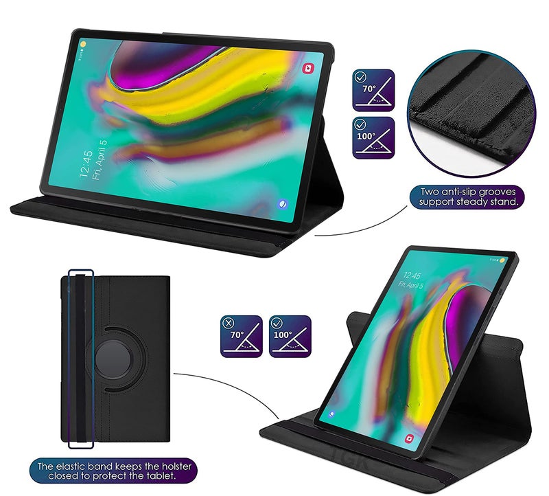 TGK Rotating Cover for Samsung Galaxy Tab S5e 10.5 inch Tablet (SM-T720/T725) 2019 Release - Black 360 Degree Leather Smart Case - Image 3