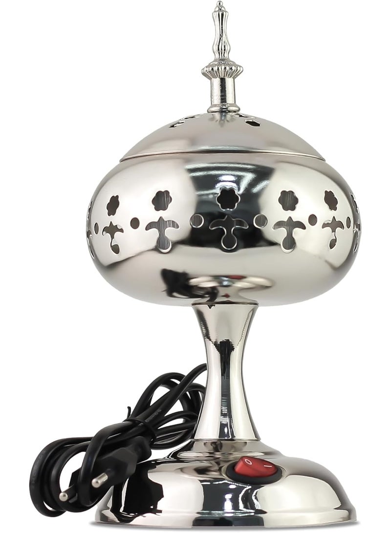 مبخرة كهربائية عربية معدنية – مبخرة بخور عربية كهربائية بتصميم فاخر للعود واللبان، مناسبة للمنزل، المكتب والفنادق - Image 1