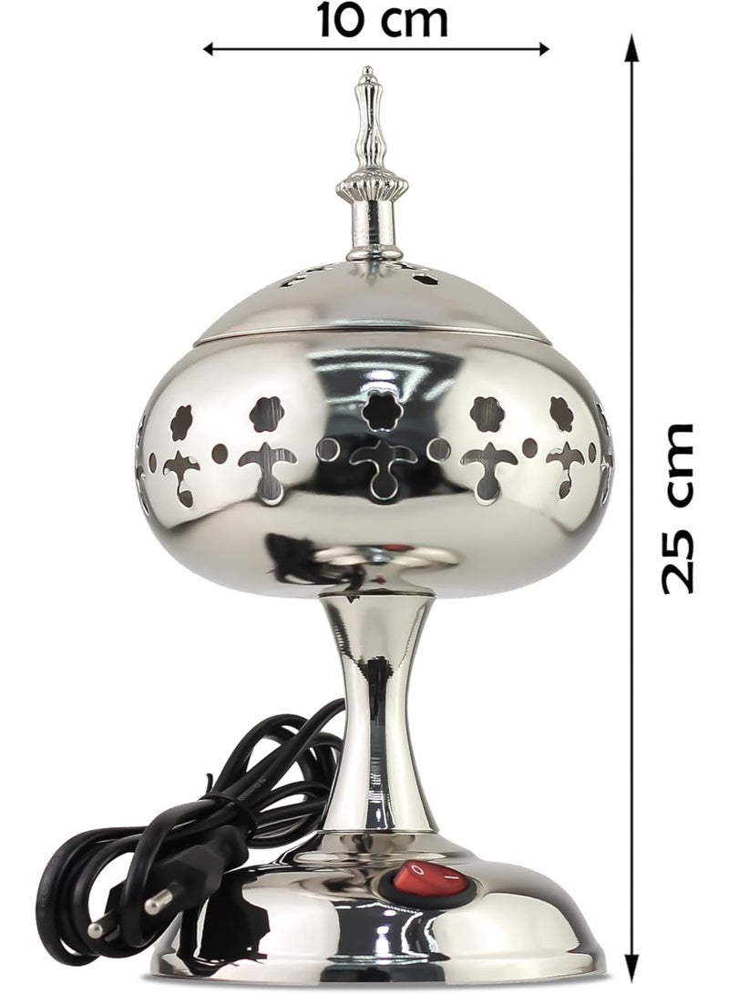 مبخرة كهربائية عربية معدنية – مبخرة بخور عربية كهربائية بتصميم فاخر للعود واللبان، مناسبة للمنزل، المكتب والفنادق - Image 2