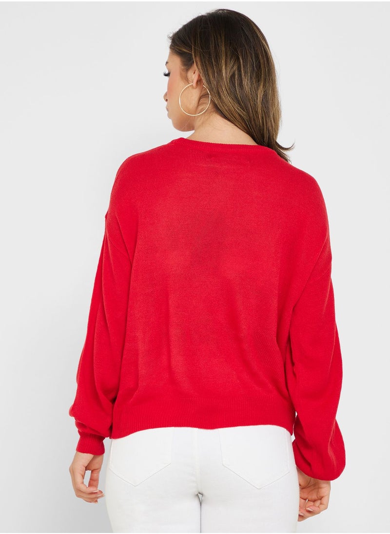 VERO MODA - Round Neck Printed Sweater - Image 1