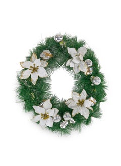 Xmas Wreath, Green & Silver - 40 Cm
