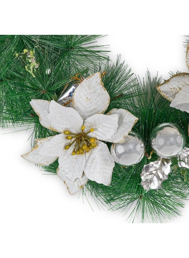 homes r us - Xmas Wreath, Green & Silver - 40 Cm - Image 1