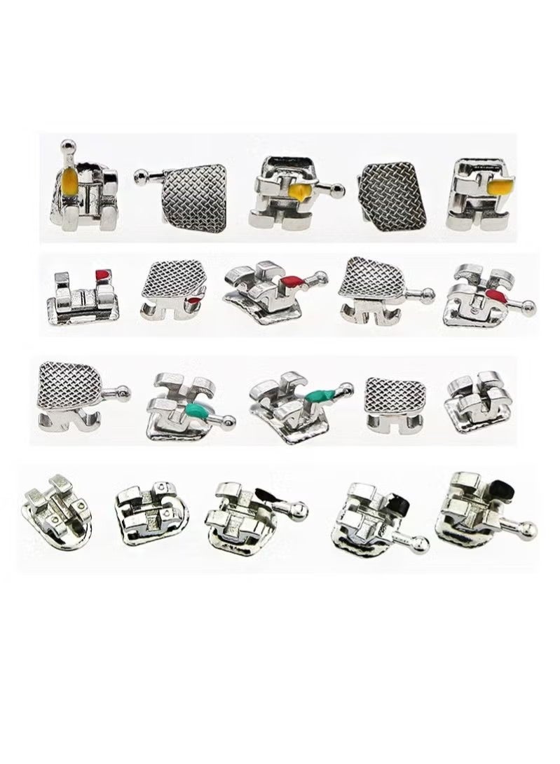 Bracket 40-piece set of orthodontic bracket edges, metal brackets upper and lower ultra-thin, Mini Edgewise 022 Hook 345 - Image 3
