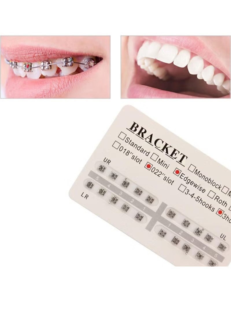 Bracket 40-piece set of orthodontic bracket edges, metal brackets upper and lower ultra-thin, Mini Edgewise 022 Hook 345 - Image 2