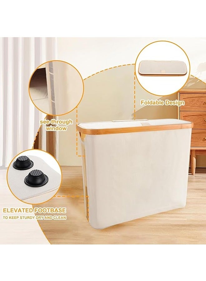 فن كوخ تخزين لفائف المرحاض ، تخزين ورق التواليت ، سلة ورق التواليت المصنوعة من الخيزران ل 12 ميجا لفات ، سلة تخزين الحمام ، البيج - Image 4