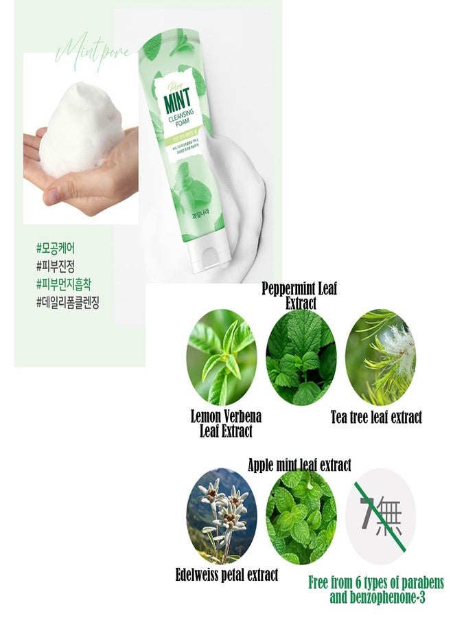 GIANANO Korean facial cleansing foam, Mint pore cleansing foam, pore care & moisturizing care cleansing foam 4.58oz (130g - Image 4