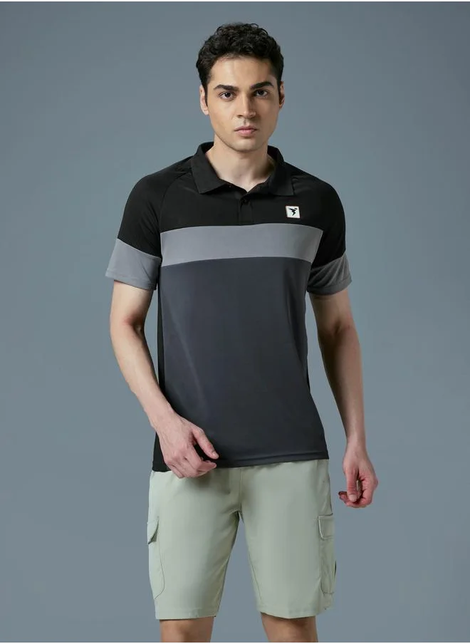 تكنوسبورت Technosport Color Block Short Sleeve Slim Fit Polo T-Shirt