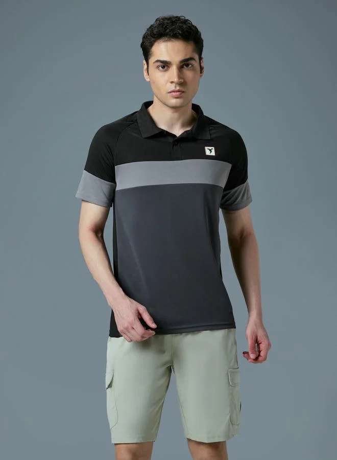 Technosport Technosport Color Block Short Sleeve Slim Fit Polo T-Shirt