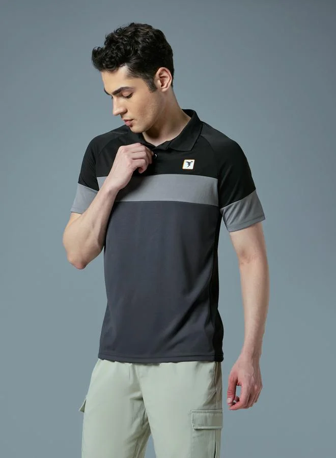Technosport Technosport Color Block Short Sleeve Slim Fit Polo T-Shirt