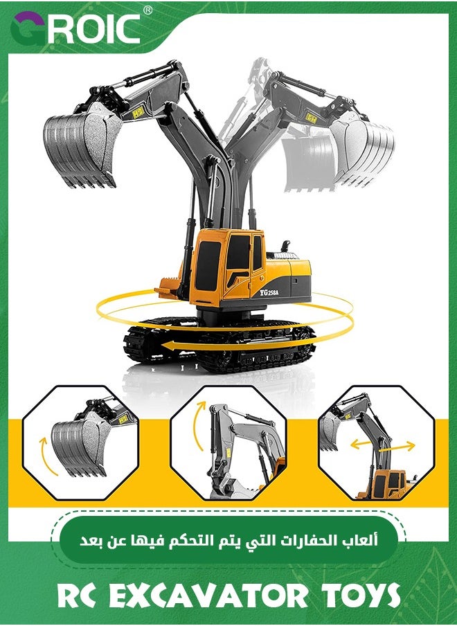 GROIC Remote Control Excavator Toy Truck RC Excavator with Metal Shovel Lights Sounds Rechargable Engineering Sand Digger Construction Vehicle Toy Gift for Boys Girls Kids & Children  - Image 5