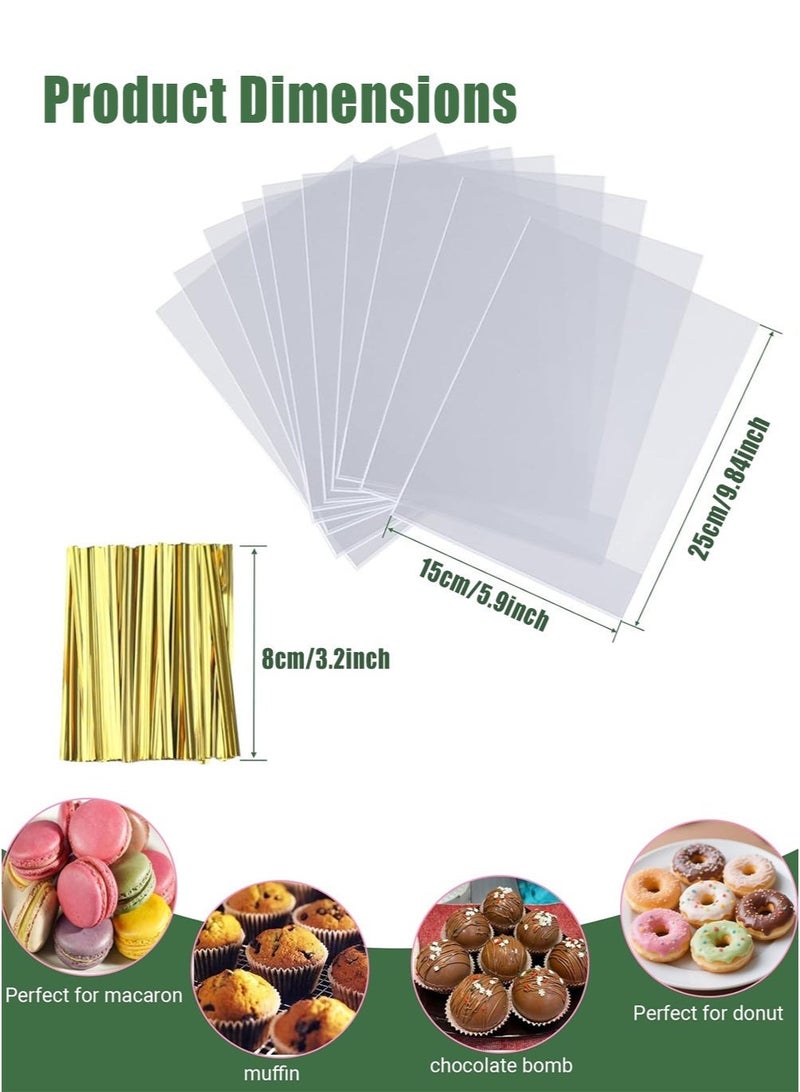 CAYGA 200PCS Clear Flat Cellophane Treat Bags, 15 x 25 cm (5.9 x 9.84 inch) – Transparent Candy Cookie Snack Packaging Bags for Party Favors, Gift Wrapping, Bakery, and DIY Crafts - Image 3