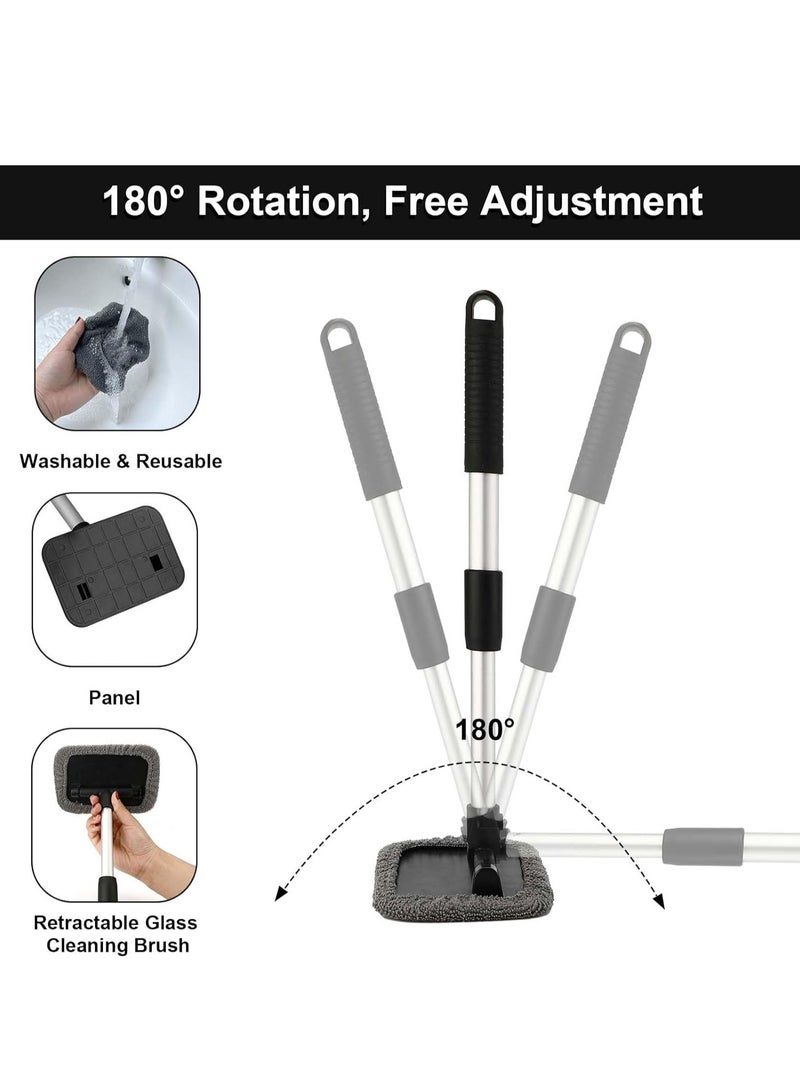 Windshield Cleaner Car Window Cleaner Auto Window Cleaning Tool with Extendable Handle 6 Reusable Microfiber Pads for Car Interior Exterior Glass Wiper Car Glass Cleaner Kit - Image 3