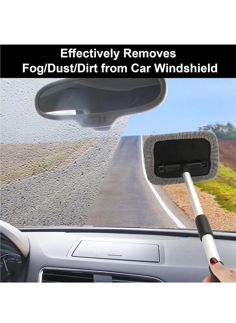 Windshield Cleaner Car Window Cleaner Auto Window Cleaning Tool with Extendable Handle 6 Reusable Microfiber Pads for Car Interior Exterior Glass Wiper Car Glass Cleaner Kit - Image 2