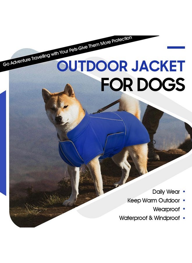 ROZKITCH - ROZKITCH Dog Raincoat Jacket Waterproof Windproof Dog Rain Jacket with Fleece Liner and Leash Hole Reflective Strip for Medium Large Dog, Adjustable Poncho Vest for Outdoor Hiking Travel Blue XL - Image 1