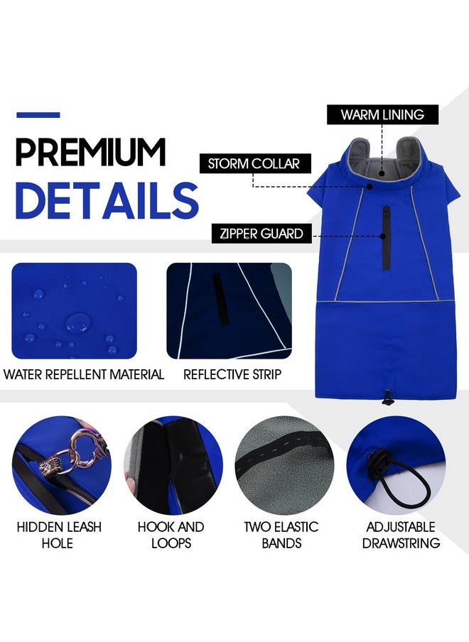 ROZKITCH - ROZKITCH Dog Raincoat Jacket Waterproof Windproof Dog Rain Jacket with Fleece Liner and Leash Hole Reflective Strip for Medium Large Dog, Adjustable Poncho Vest for Outdoor Hiking Travel Blue XL - Image 1