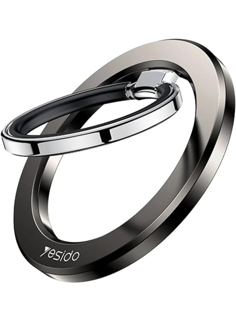 Yesido MagSafe Ring Holder for iPhone 16/15/14/13/12 Series – 360° Magnetic Phone Grip with Strong Magnet & Adjustable Kickstand – Black - Image 1
