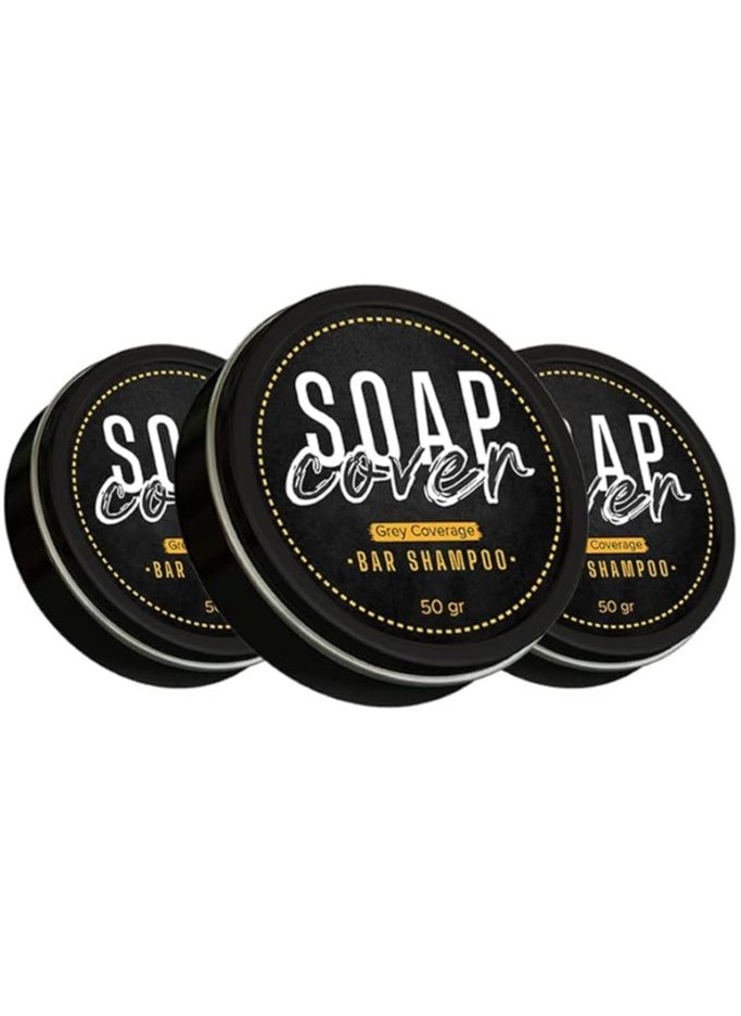 SOAP COVER - SOAP COVER Gray Hair Coverage , Hair Darkening Compressed Bar Pack of 3 - Image 1