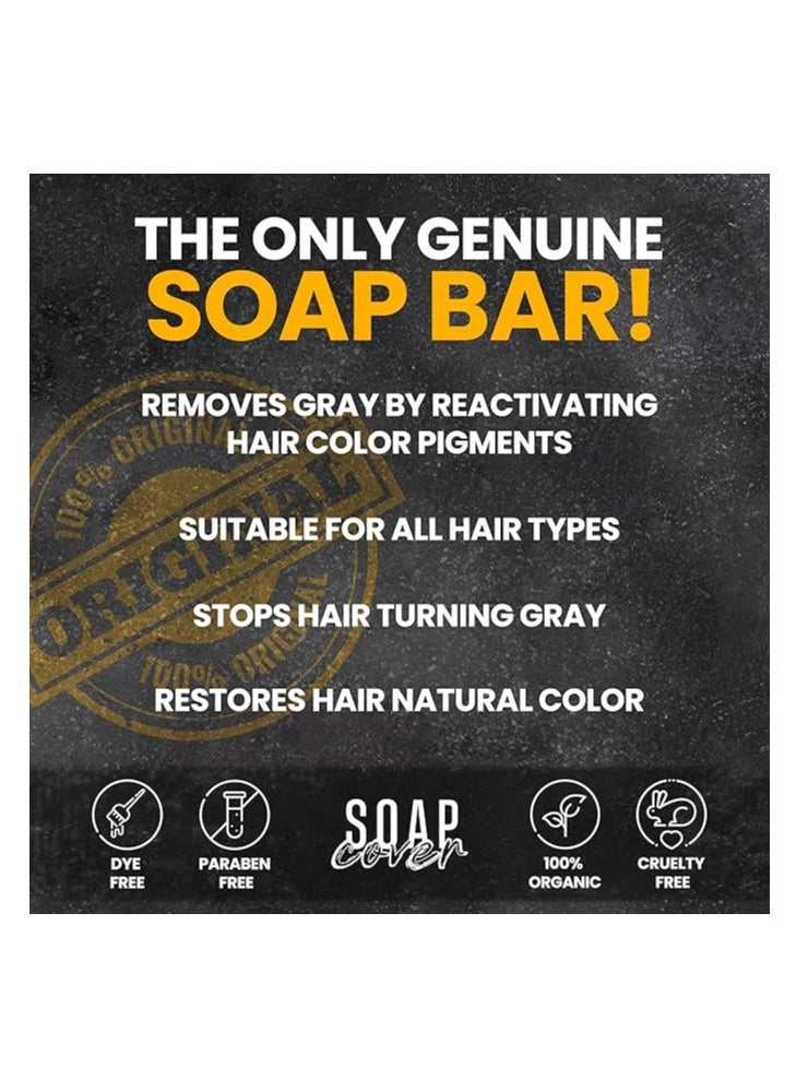 SOAP COVER - SOAP COVER Gray Hair Coverage , Hair Darkening Compressed Bar Pack of 3 - Image 1
