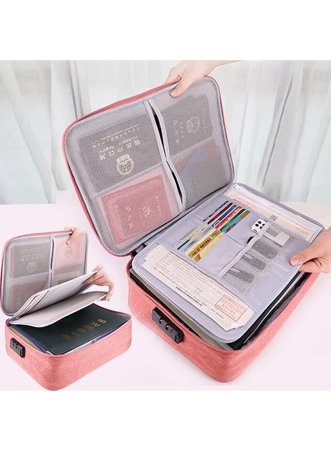Alissa Waterproof Travel Document Organizer Bag with Password Lock – Large Multilayer File & Certificate Storage, Bank Card Holder, Portable Office & Home File Organizer - Image 1