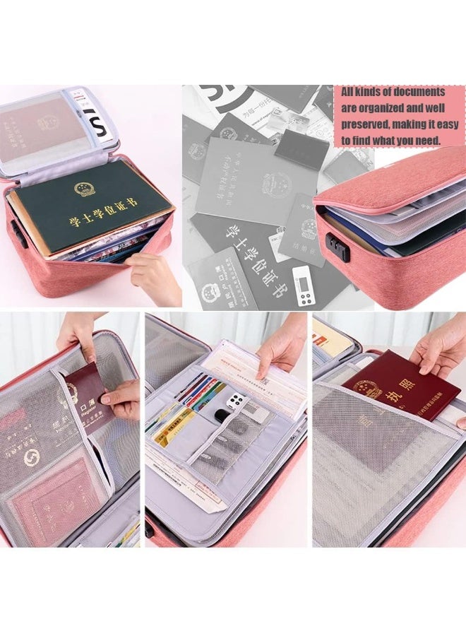 Alissa Waterproof Travel Document Organizer Bag with Password Lock – Large Multilayer File & Certificate Storage, Bank Card Holder, Portable Office & Home File Organizer - Image 3