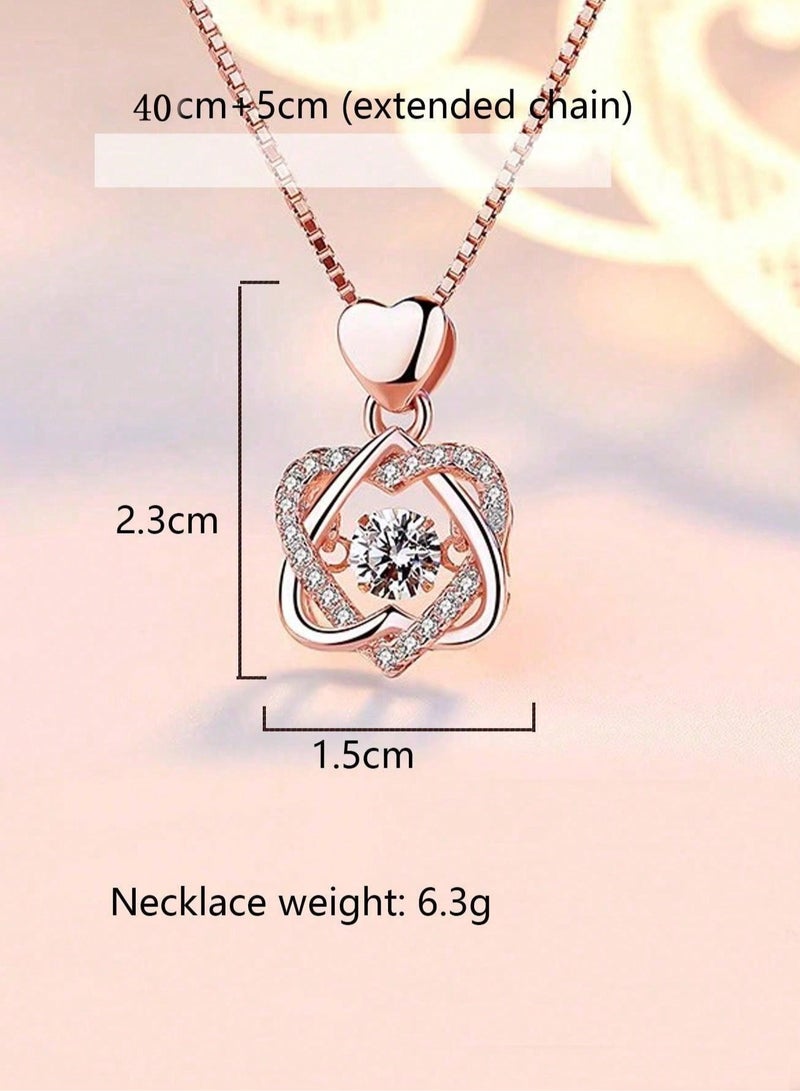 سلسال نسائي باللون الفضي مزين باحجار الراين اللامعه مع صندوق مزين بورود صناعيه و بطاقة تهنئة وكيس  هدايا فاخر مجموعه متكامله مناسبه لتقديمها كهدية ذكرى سنويه ، يوم الحب ، هدايا اعياد الميلاد ، هدايا يوم الام و الخطوبه - Image 3