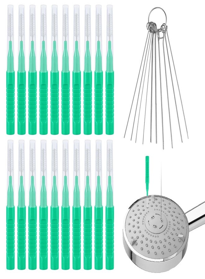 XIHIRCD 30pcs Shower Head Cleaner Tools, Shower Head Cleaning Brushes Multi-Sized Shower Head Cleaner Picks for Small Hole Anti-Clogging Cleaning Brush for Gap Nozzle Slot (Green - Image 1