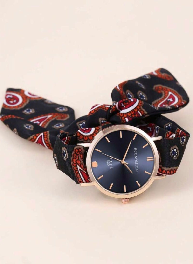 ECONOMICXI Casual Watch For Women With Colored Fabric Strap - Image 2