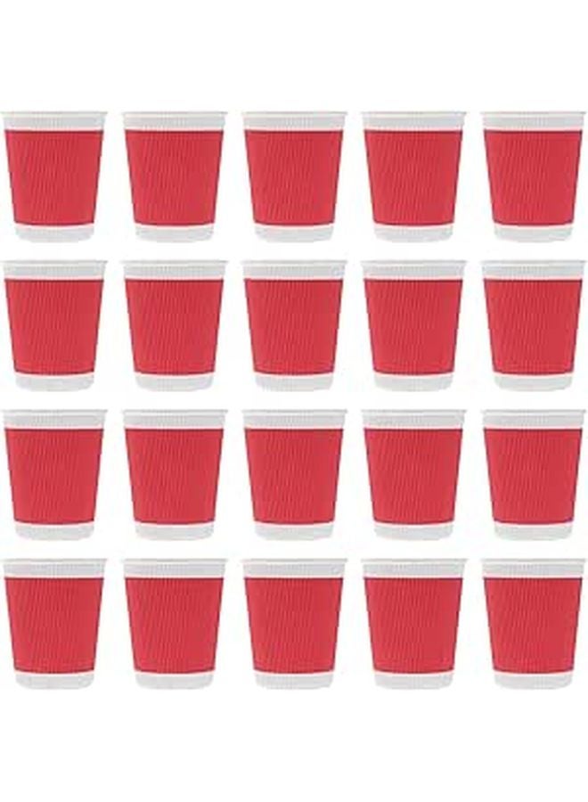 Red Double Layer Corrugated Paper Cups 20pcs Insulated Disposable Cups For Wedding Party - Image 1