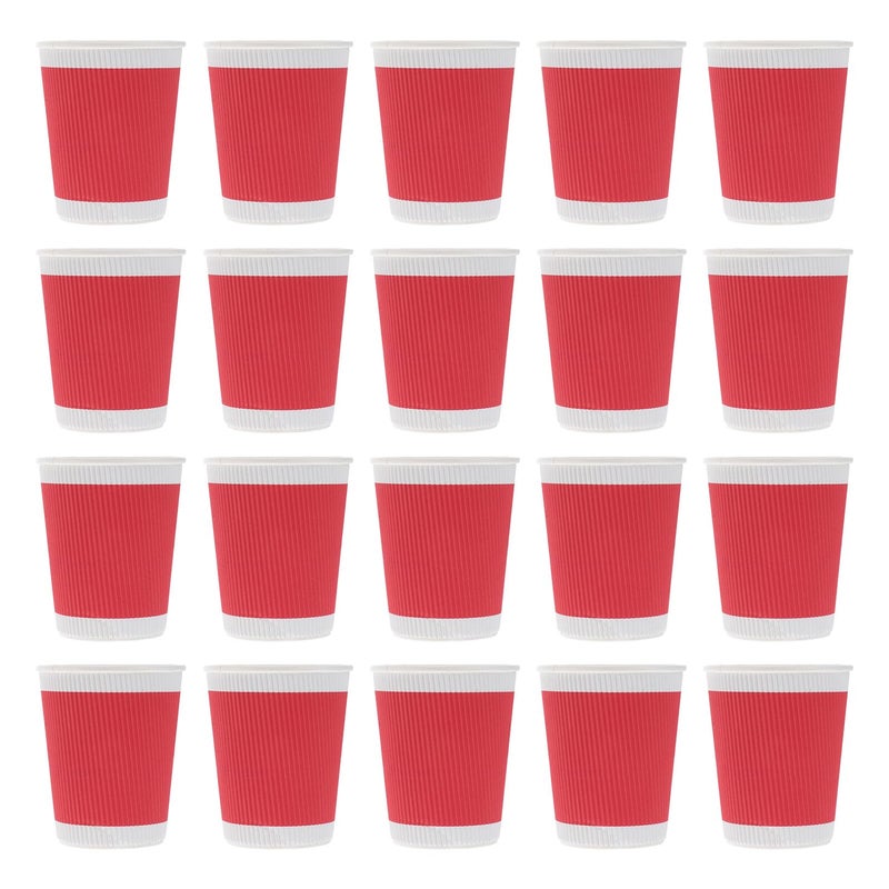 Red Double Layer Corrugated Paper Cups 20pcs Insulated Disposable Cups For Wedding Party - Image 2