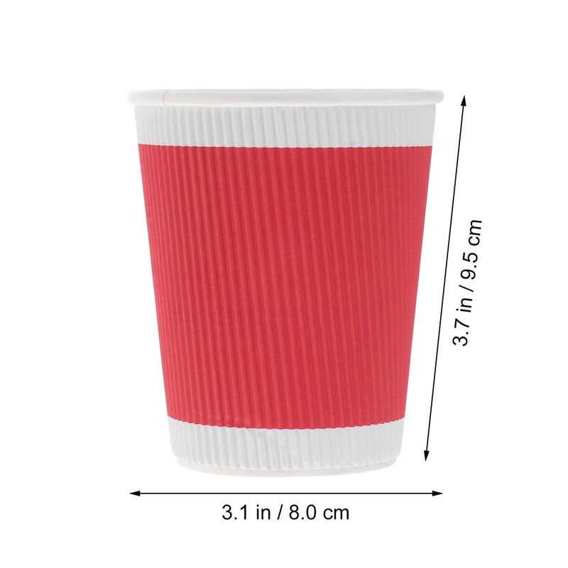 Red Double Layer Corrugated Paper Cups 20pcs Insulated Disposable Cups For Wedding Party - Image 3