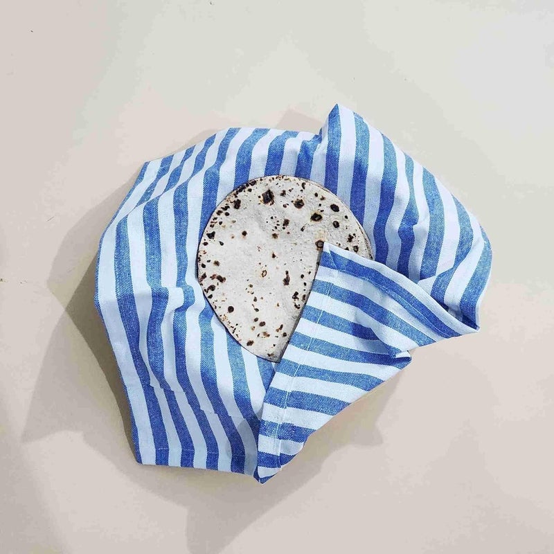 Aarnikawrap Hygienic 15 x 15 Inch Chapati Covers Roti Rumal Roti Clothes Wrap Roti Square Flap Cover Pack 4 Blue Stripes - Image 2