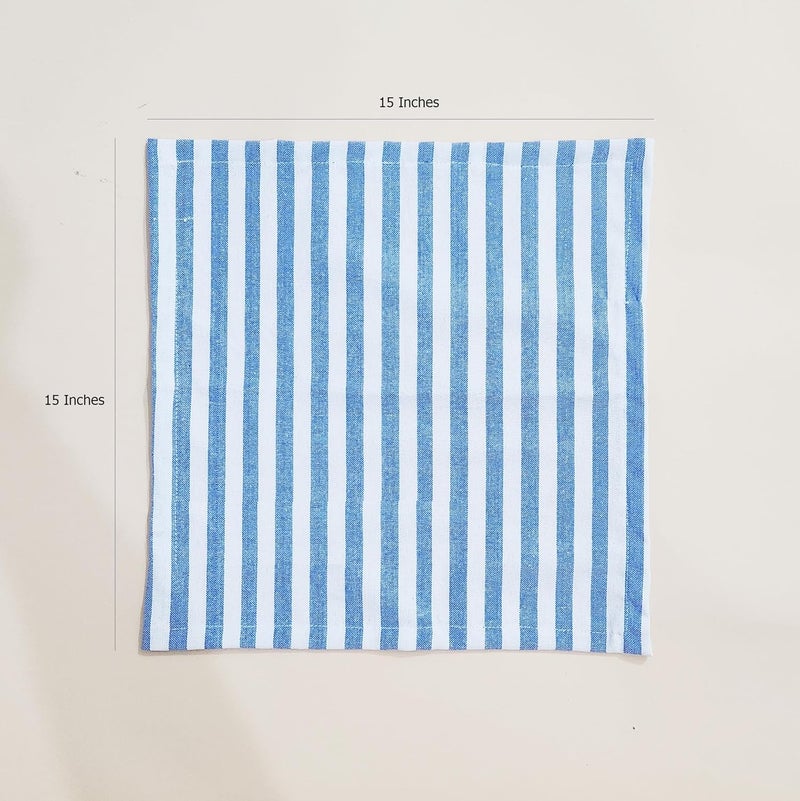 Aarnikawrap Hygienic 15 x 15 Inch Chapati Covers Roti Rumal Roti Clothes Wrap Roti Square Flap Cover Pack 4 Blue Stripes - Image 3